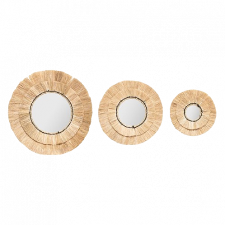 CONJUNTO DE 3 ESPEJOS RAPHIA ALBA