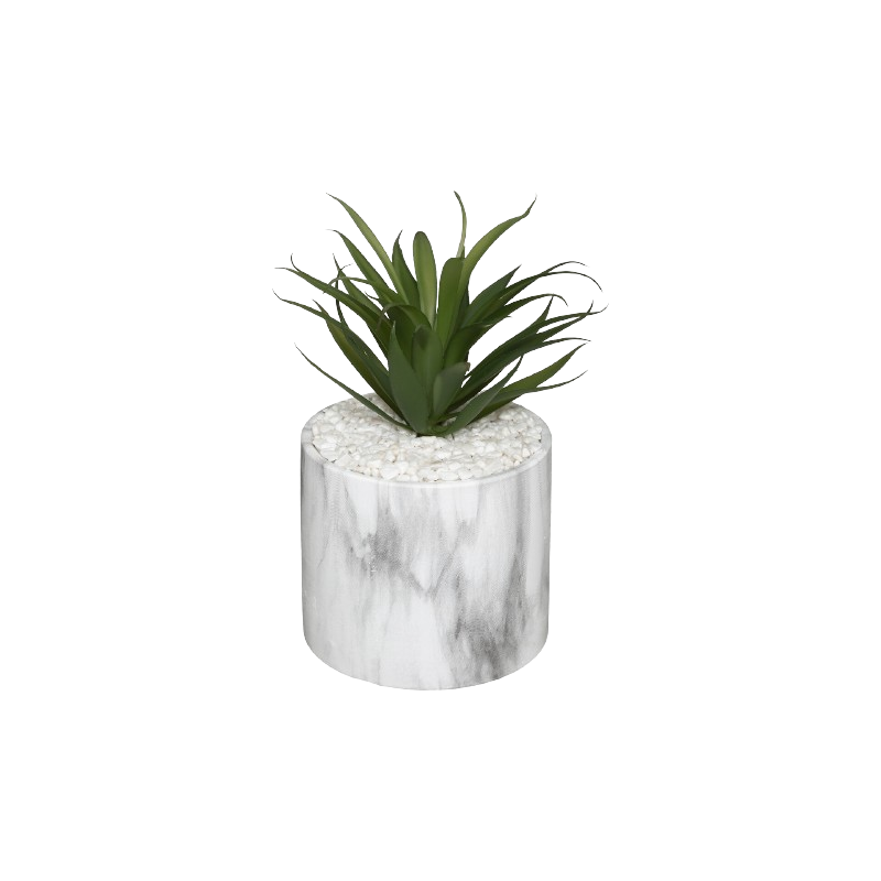 PLANTA ARTIFICIAL EN MÁRMOL BLANCO
