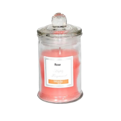 VELA EN TARRO CRISTAL PERFUME ROSA