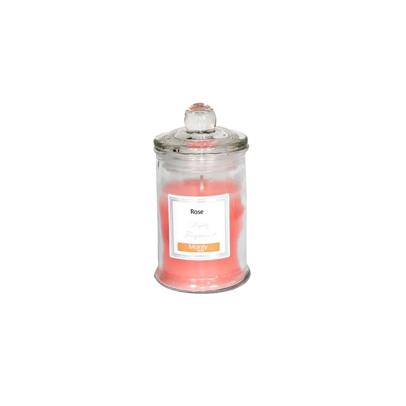 VELA EN TARRO CRISTAL PERFUME ROSA