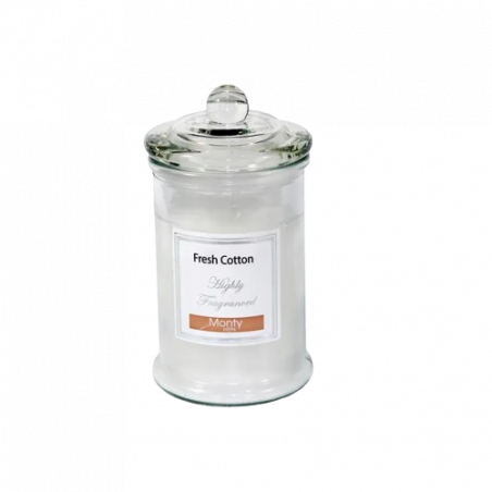 VELA EN TARRO CRISTAL PERFUME ALGODÓN