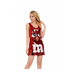 VESTIDO LENTEJUELAS M&M ROJO
