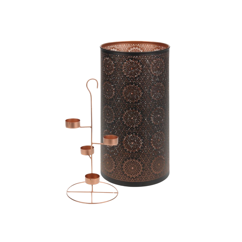 FAROL NEGRO CON SOPORTE 13 x 30 CM MANJU