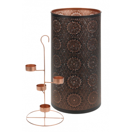 FAROL NEGRO CON SOPORTE 13 x 30 CM MANJU