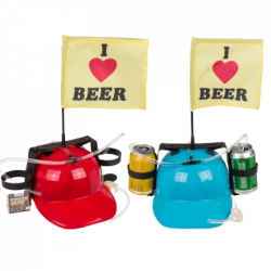 CASCO DE BEBER CON BANDERA - I LOVE BEER